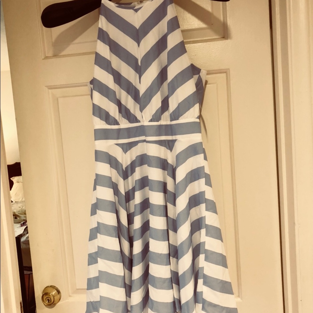 New white powder blue fit and flare dress